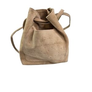 Joji & Co beige suede handmade handcrafted drawstring bag purse